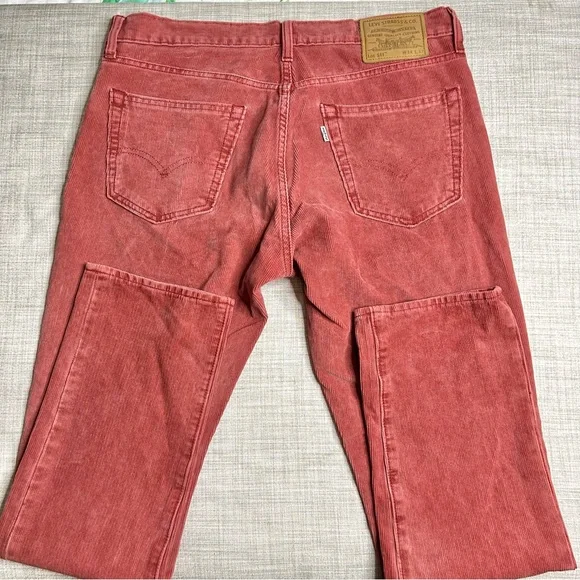 Levi’s 511 slim fit white tab terracotta colored narrow wale corduroys, 34x31.5”